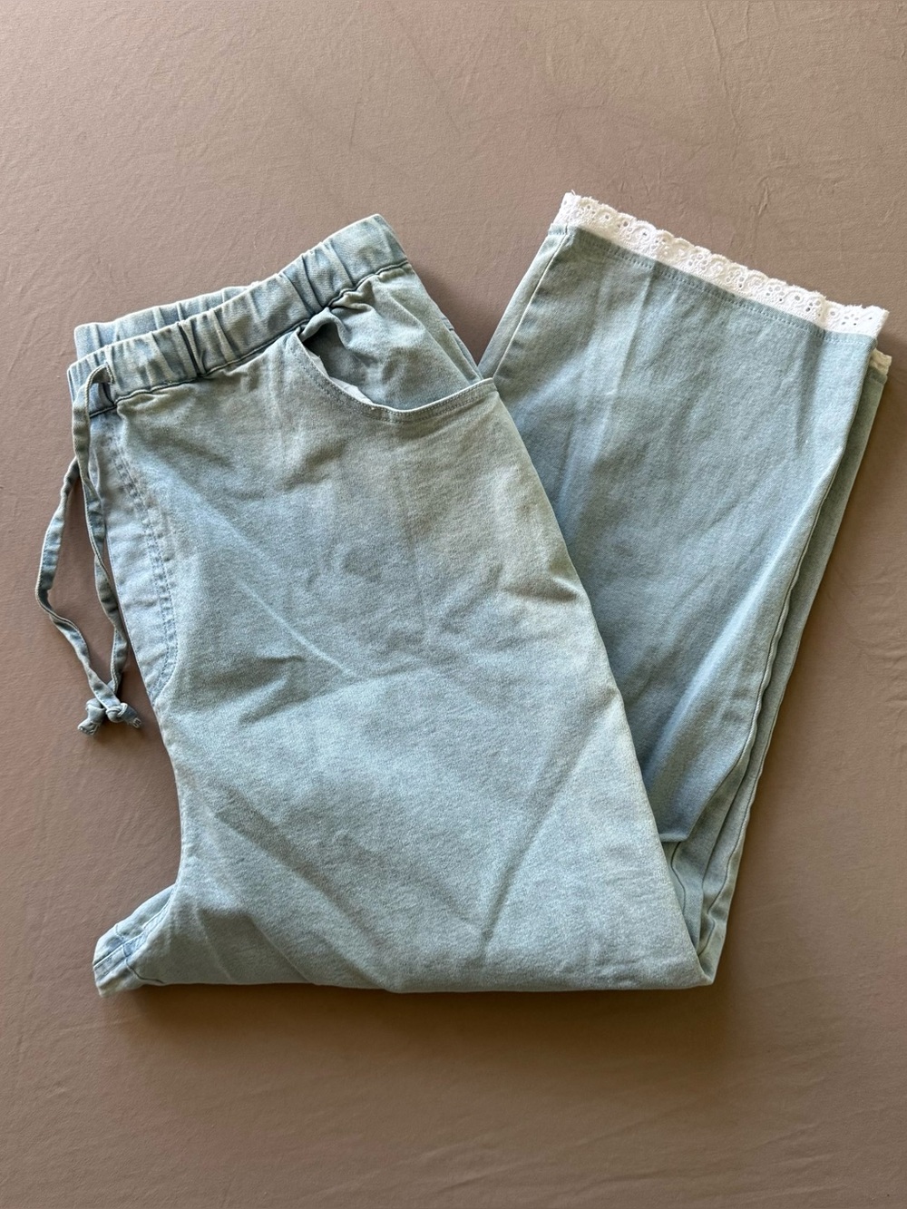 Vintage Denim & Co. Lace Trim Pull On Jeans